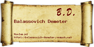 Balassovich Demeter névjegykártya